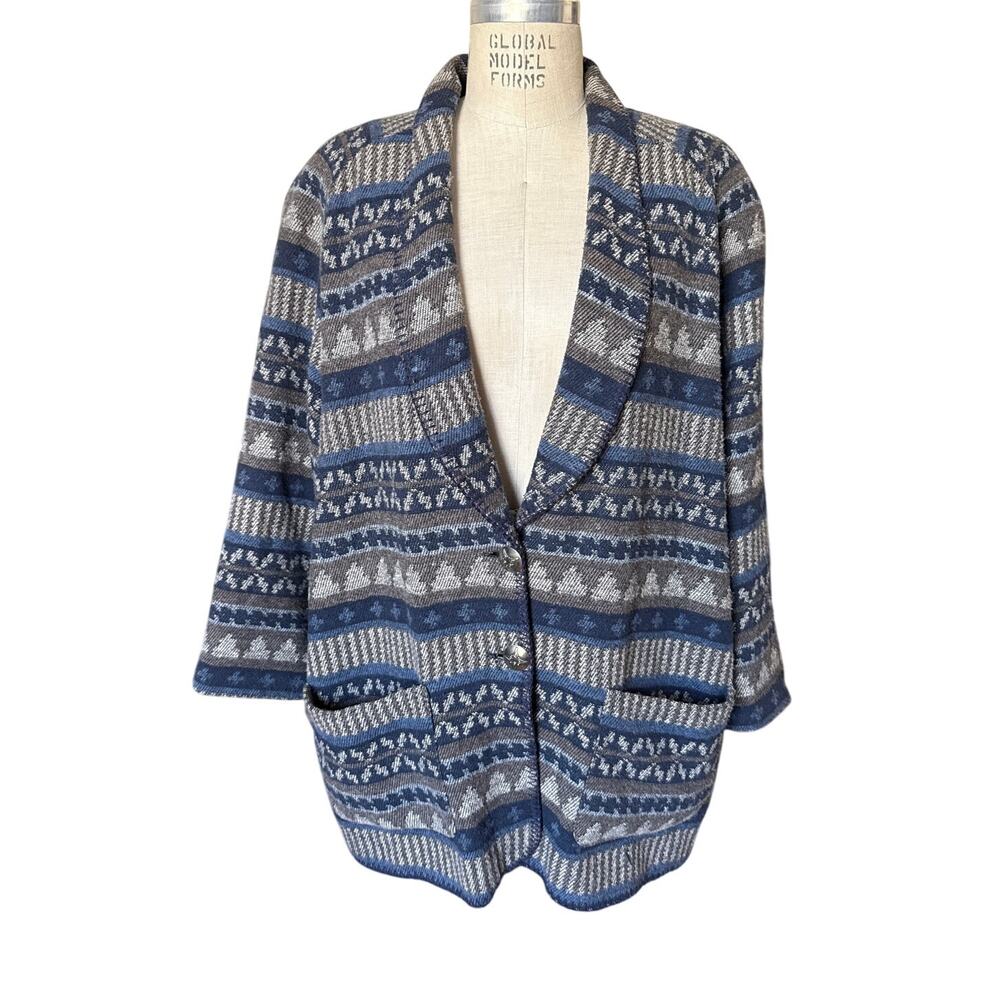 David Paul NY 80s Jacket Blazer Western Size Large Vintage Blanket